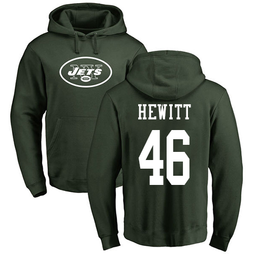 New York Jets Men Green Neville Hewitt Name and Number Logo NFL Football #46 Pullover Hoodie Sweatshirts->nfl t-shirts->Sports Accessory